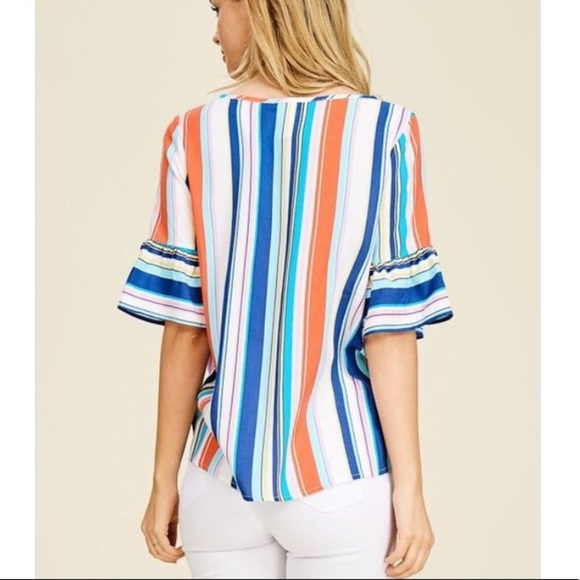 LAST! Beach striped front tie top - Picture 4 of 6